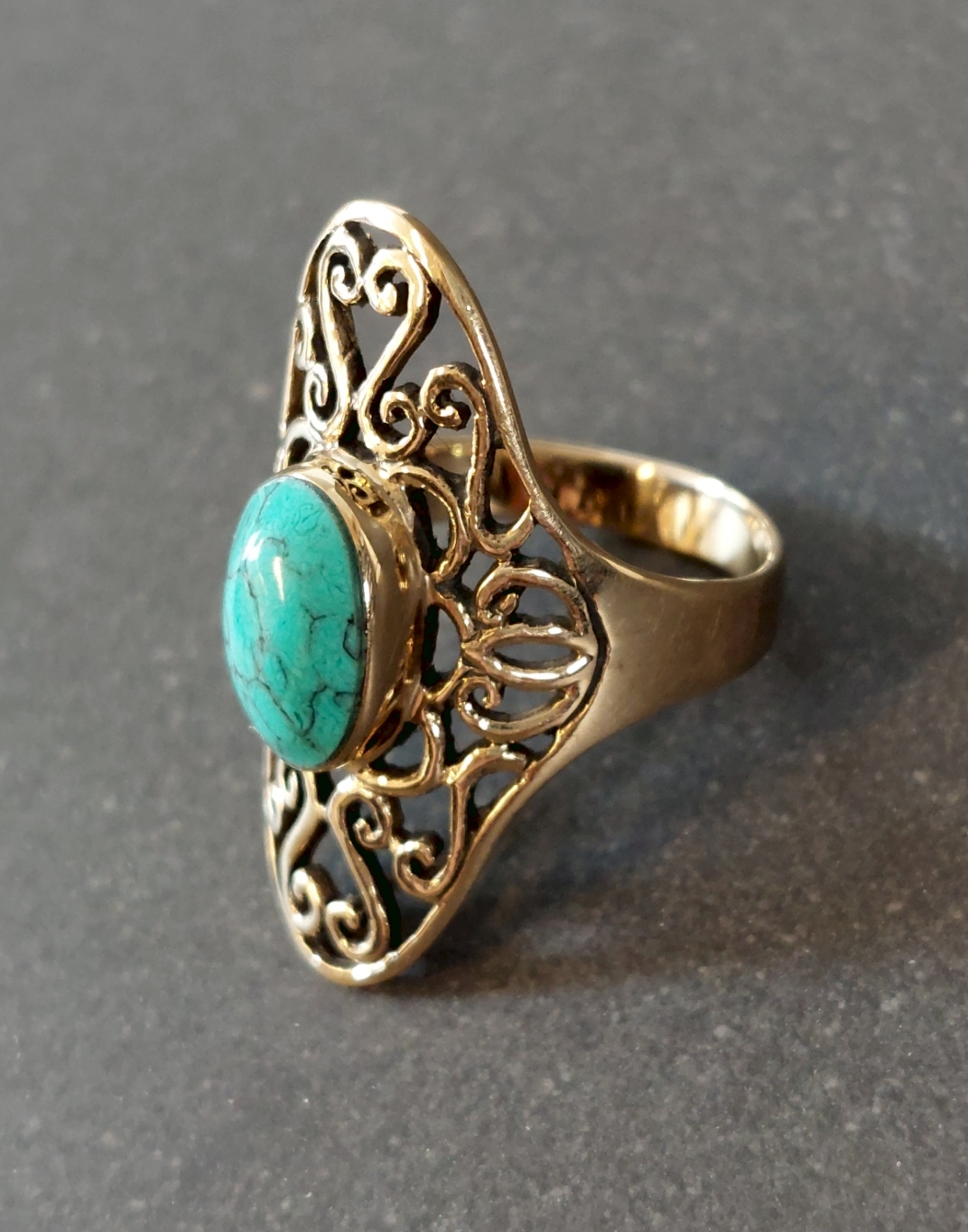 Bronsring med Cabochon i Turkos - 2