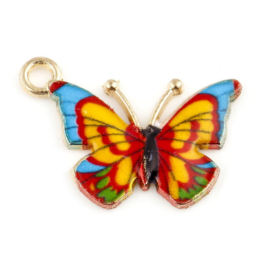 Charm -  Enameld butterfly, multi folklore