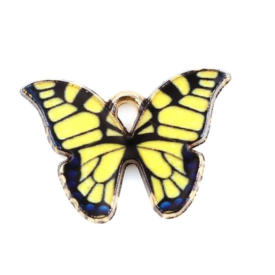 Charm -  Enameld butterfly,  black yellow