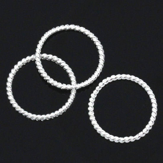  connector lt silver pattern ring solid 18mm - 2