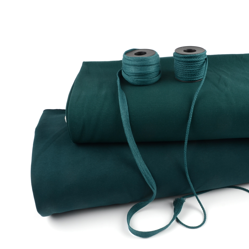 RIBBED CUFF/JERSEY - BOTTLE GREEN - 2