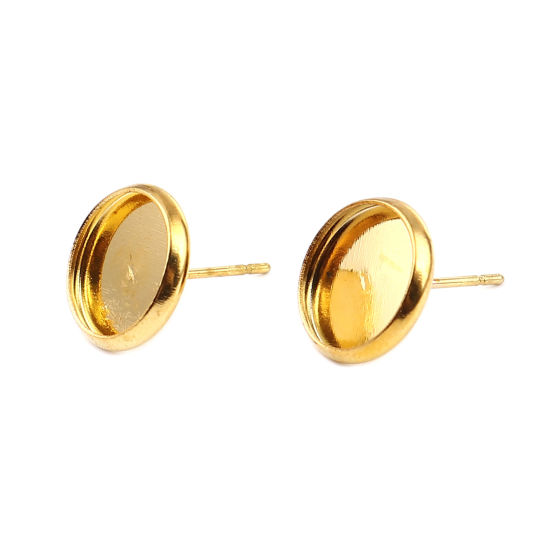 Öronstickor med ram / cabochonfäste , 10mm ,  Guld