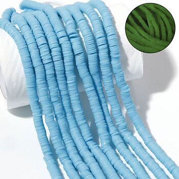 Heishi Katsuki beads, blue "Glow in the dark" 6mm
