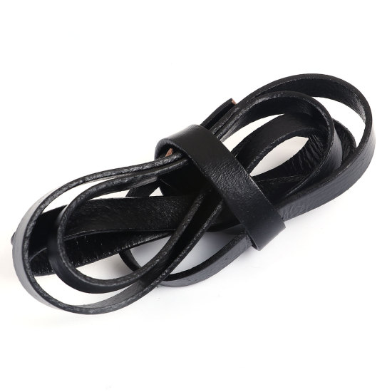 Äkta läder , Flat 10mm, Svart - 2