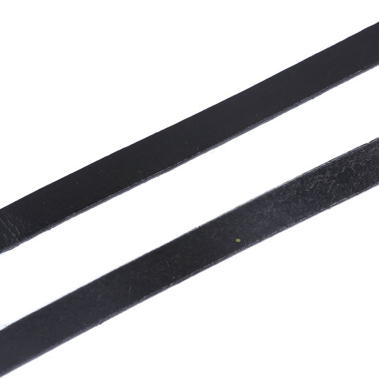 Äkta läder , Flat 10mm, Svart