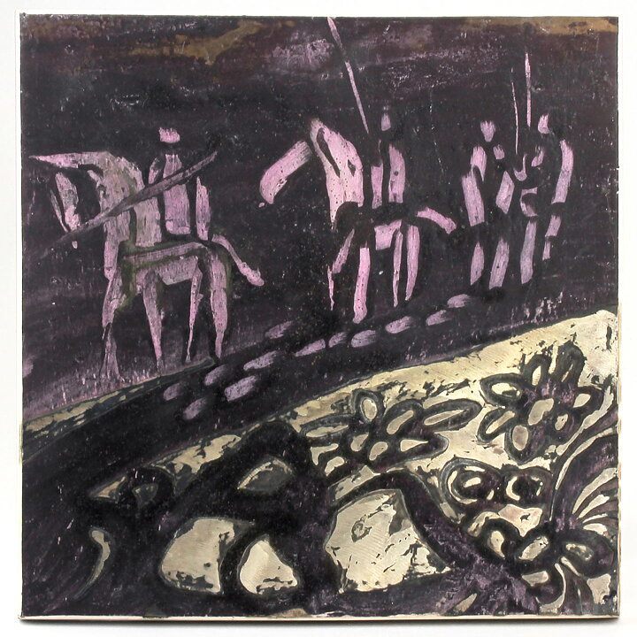 Börje Skohg (1977) Unique Wall Plaque with Horse Riders Motif 23 cm