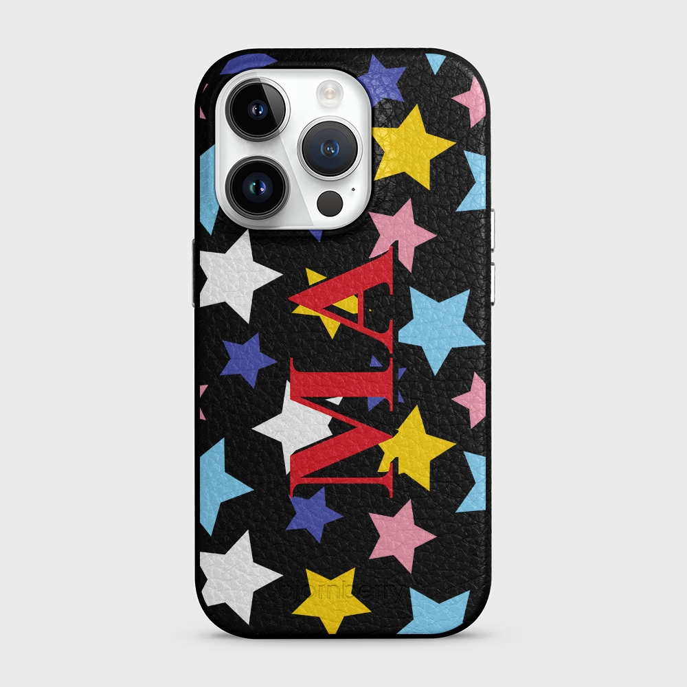 iPhone 14 Pro Personalized Leather Case - Stars - 3