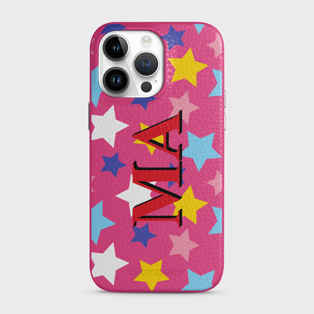 iPhone 14 Pro Max Personalized Leather Case - Stars