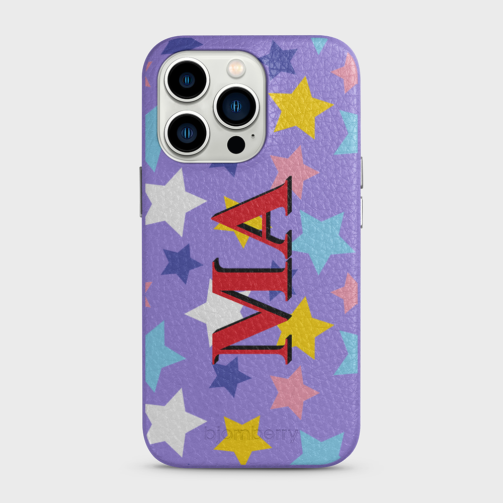 iPhone 13 Pro Personalized Leather Case - Stars