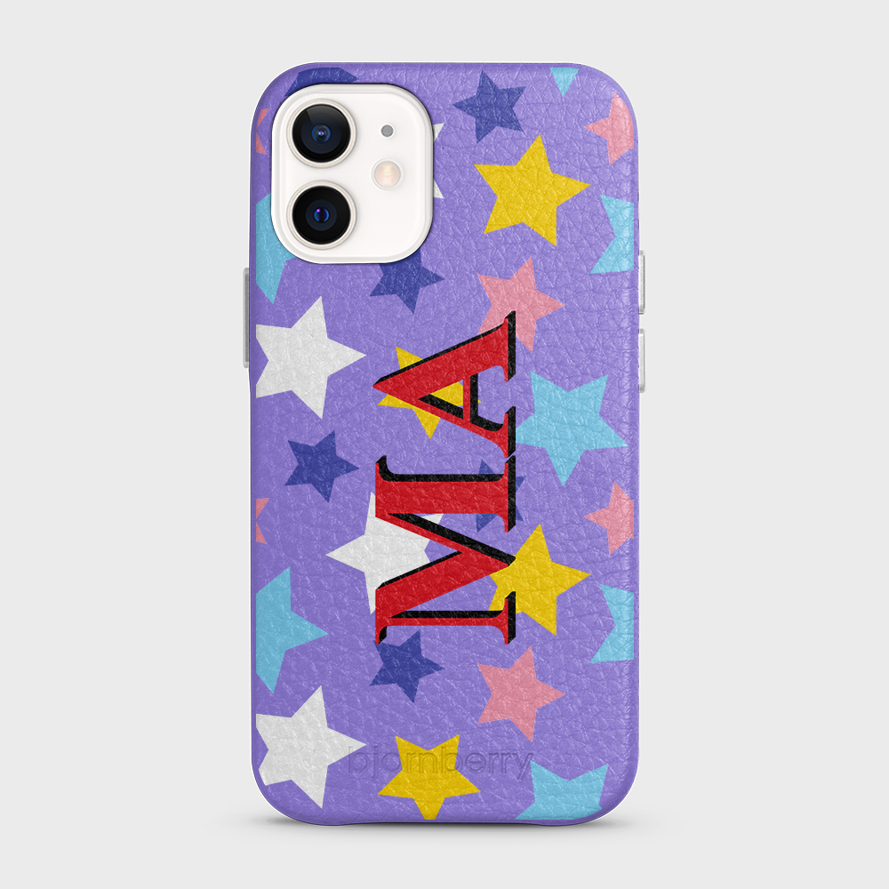 iPhone 12 Mini Personalized Leather Case - Stars