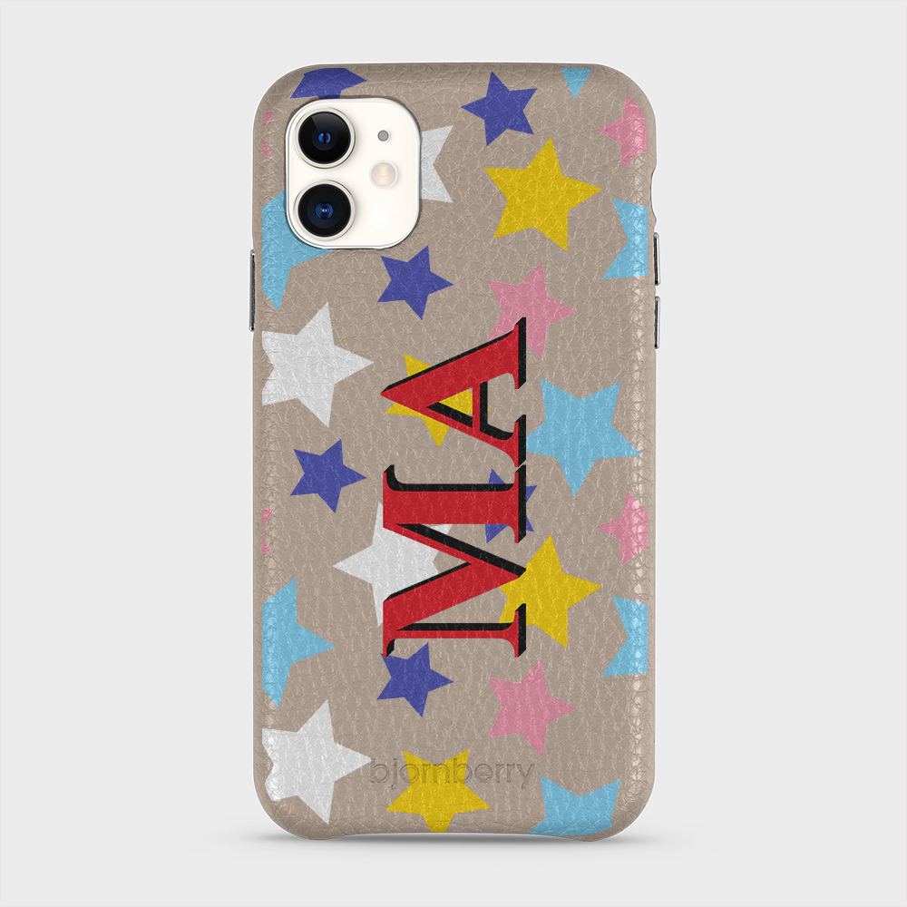 iPhone 11 Personalized Leather Case - Stars - 11