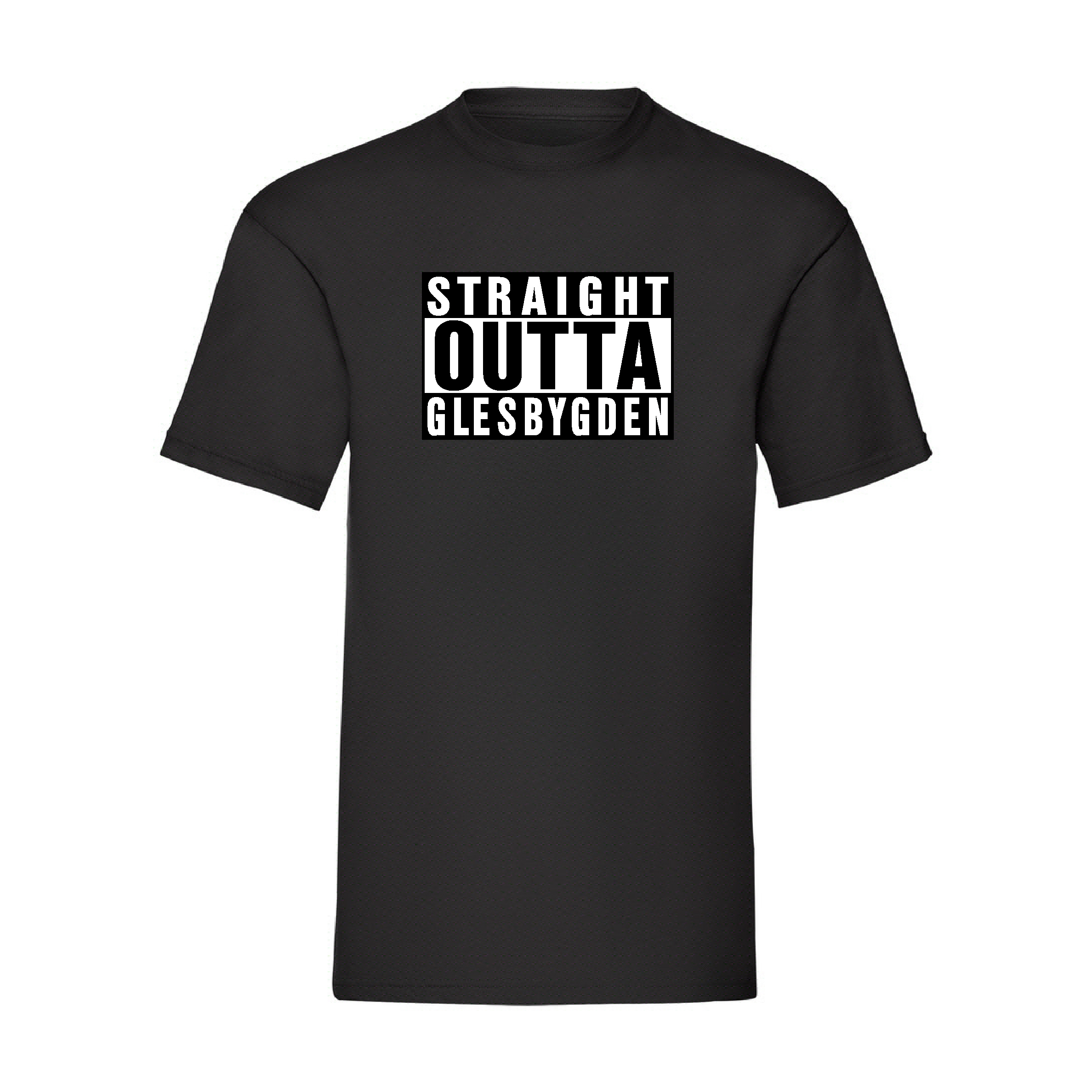 T-Shirt "STRAIGHT OUTTA GLESBYGDEN" -Svart