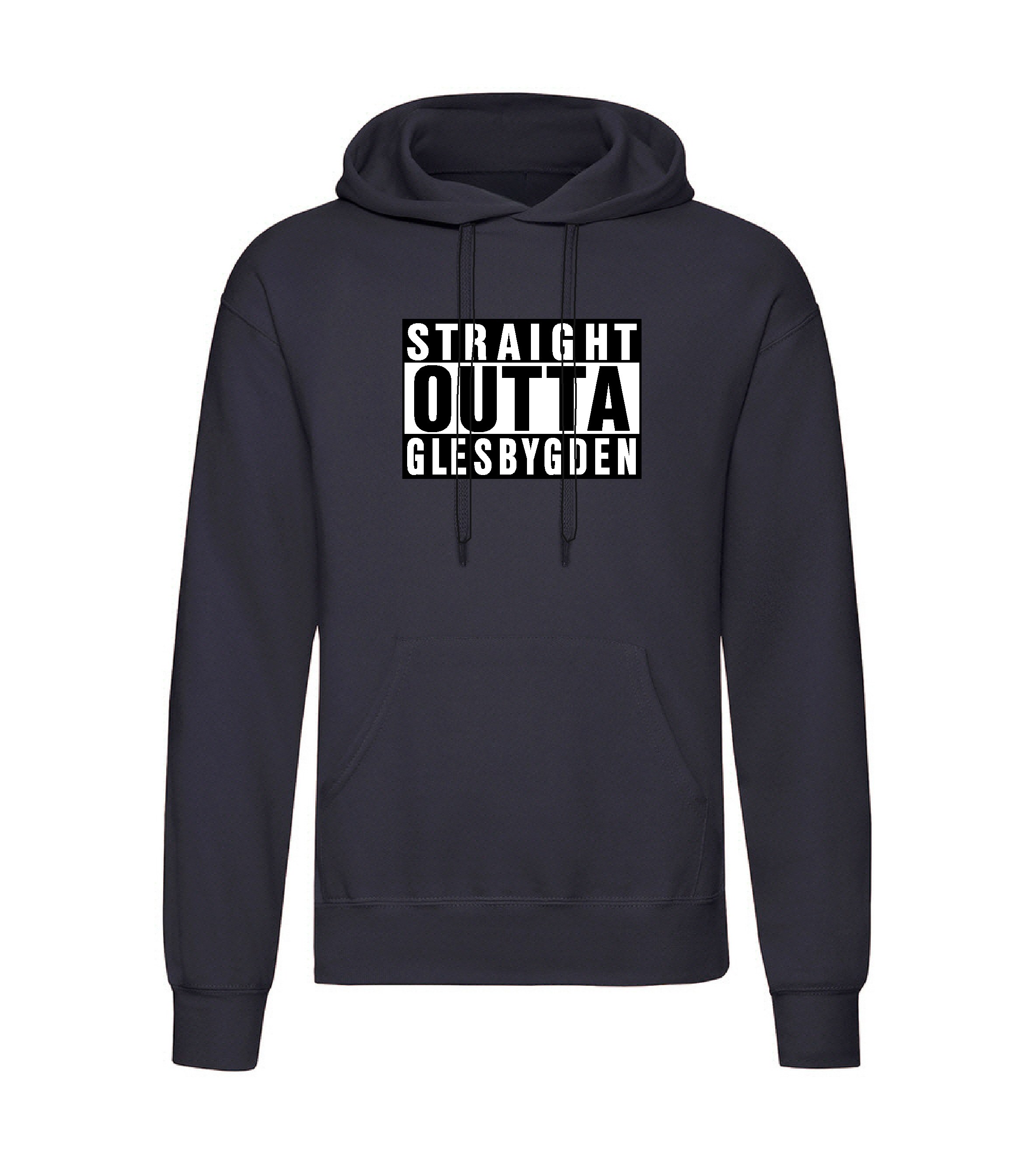 Huvtröja "STRAIGHT OUTTA GLESBYGDEN" Svart