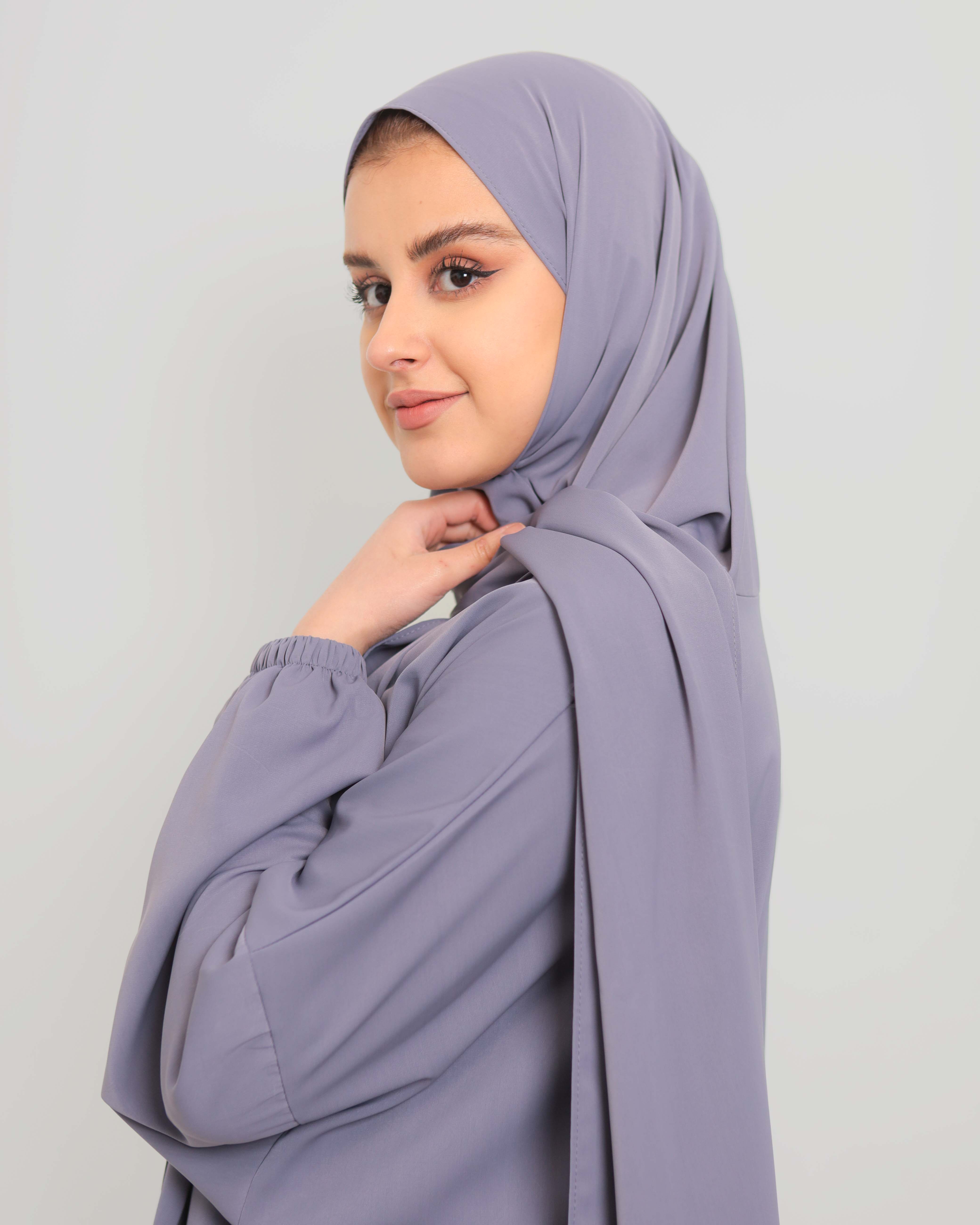 Abaya with attached Hijab - Gray - 3