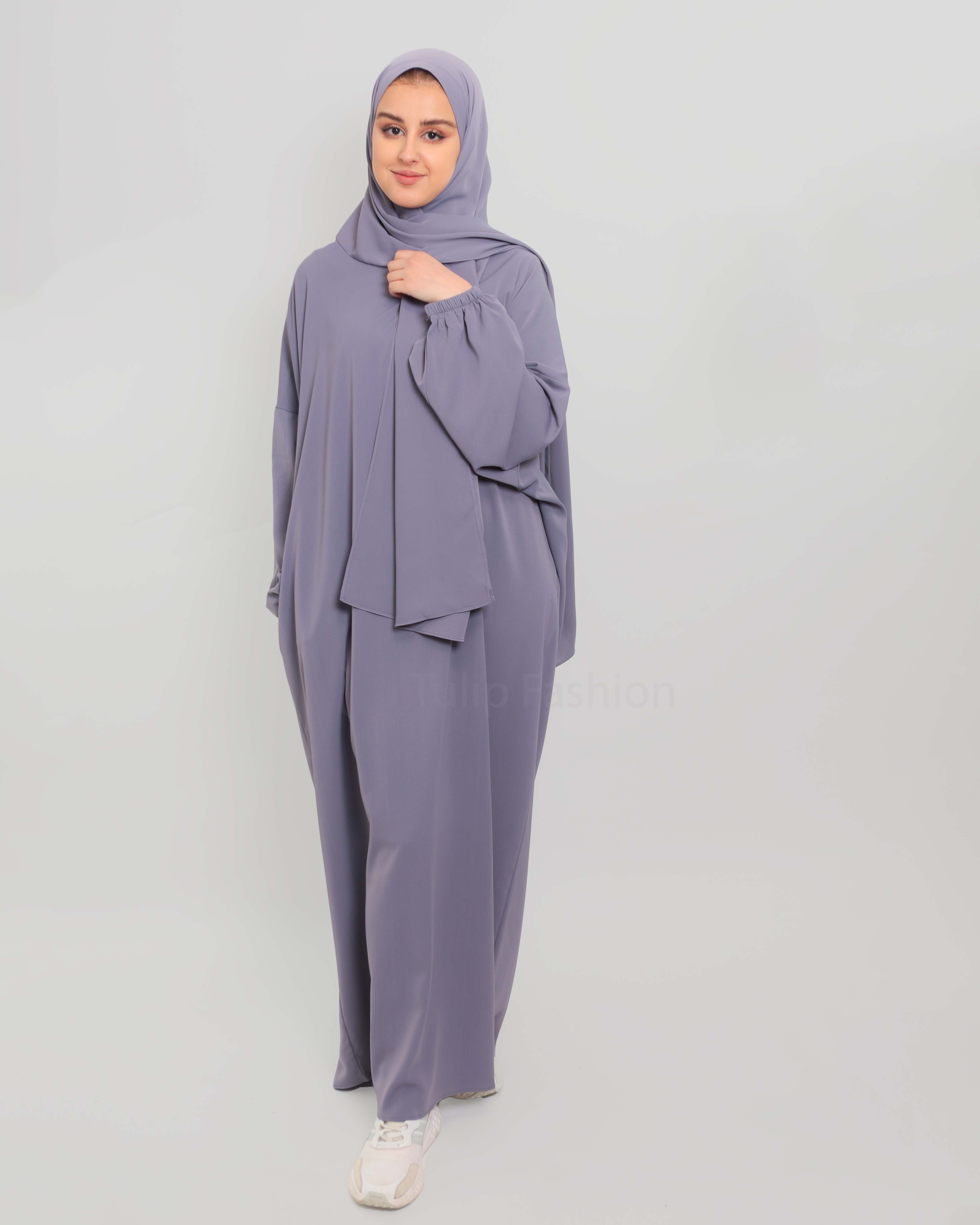 Abaya with attached Hijab - Gray