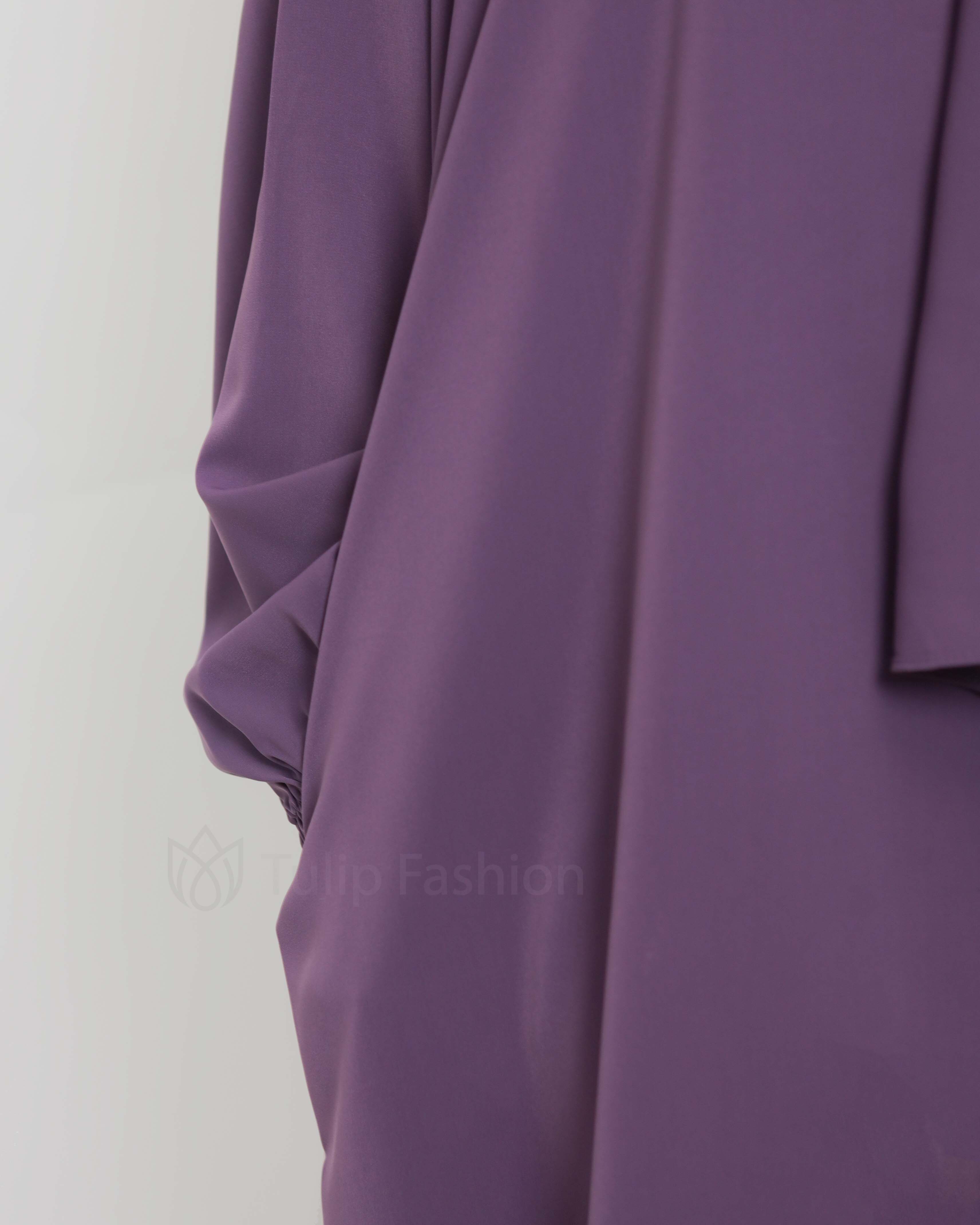 Abaya with attached Hijab - Purple - 3