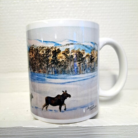 Mugg Älgar på isen, Motiv från Jokkmokk, Jokkmokk design MDS