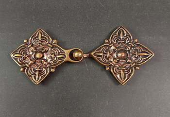 4 bladig blomma Vikingatida Mantelspänne i brons - 2 delar 