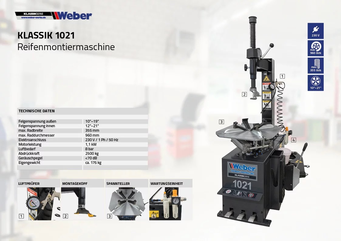 ERBJUDANDE - Däckmaskin Weber Klassik 1021 - 8