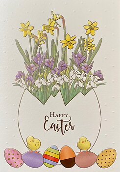 Happy Easter : Påskliljor, krokus och snödroppar - Kort med  kuvert