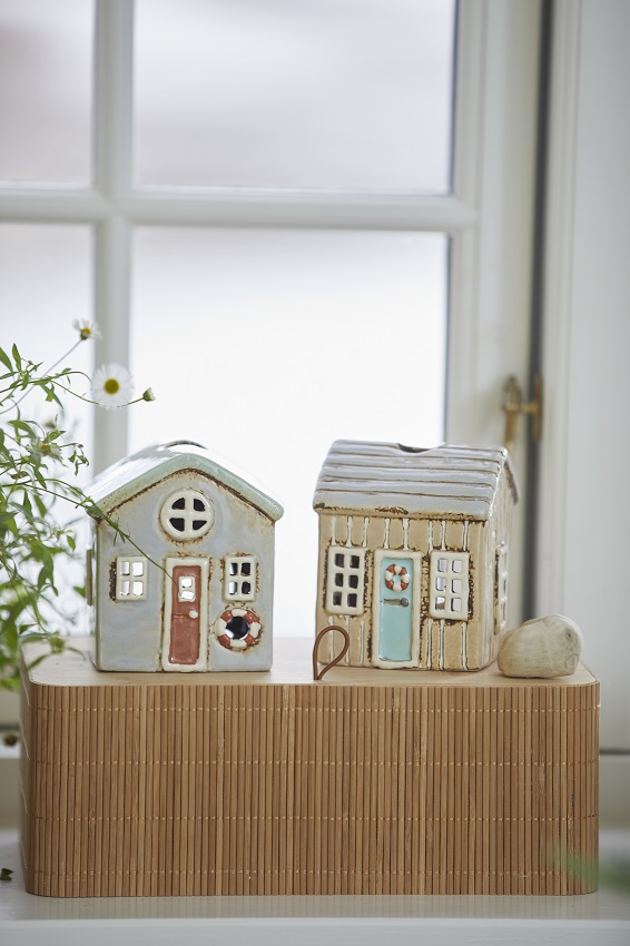 Huslykta - Lykta hus - Ljusstake - Løkken - Beige med turkos dörr  - 3