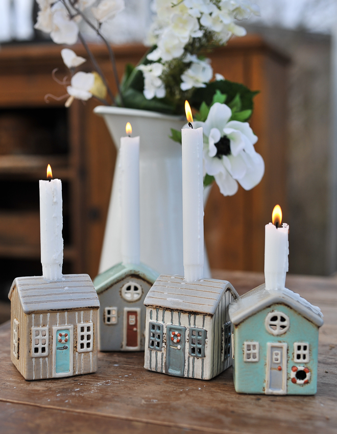 House lantern - Lantern house - Candlestick - Løkken - Cream with grey door - 11