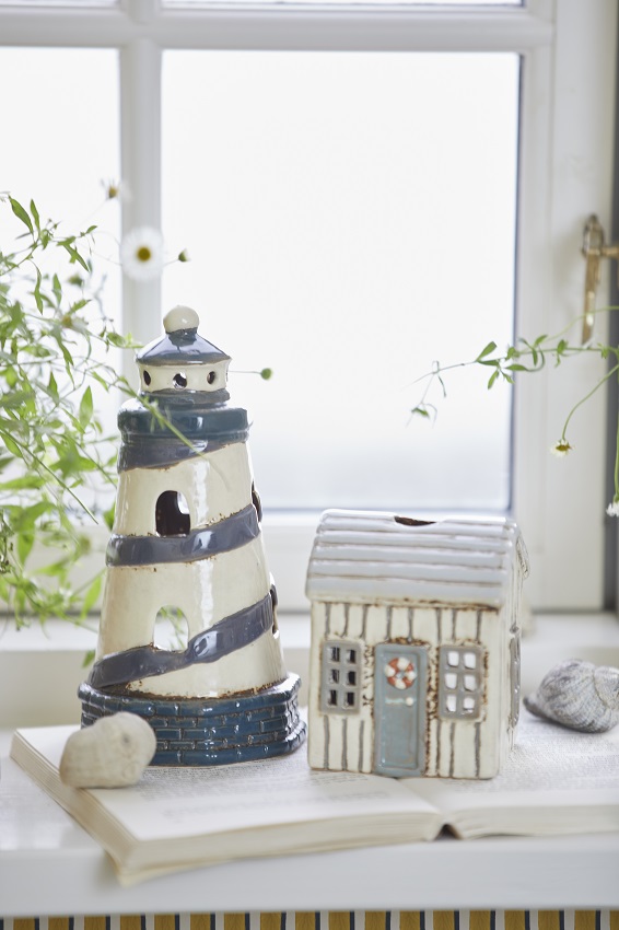 House lantern - Lantern house - Candlestick - Løkken - Cream with grey door - 8