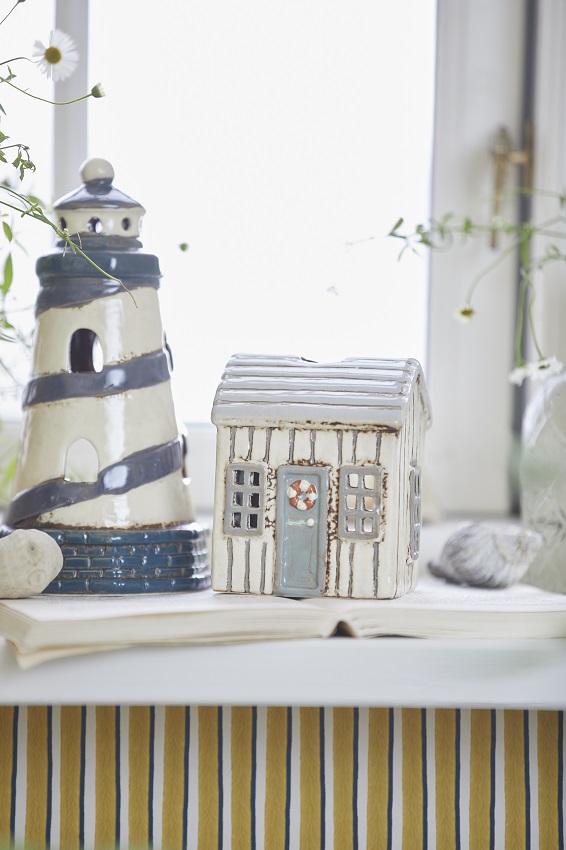 House lantern - Lantern house - Candlestick - Løkken - Cream with grey door - 3