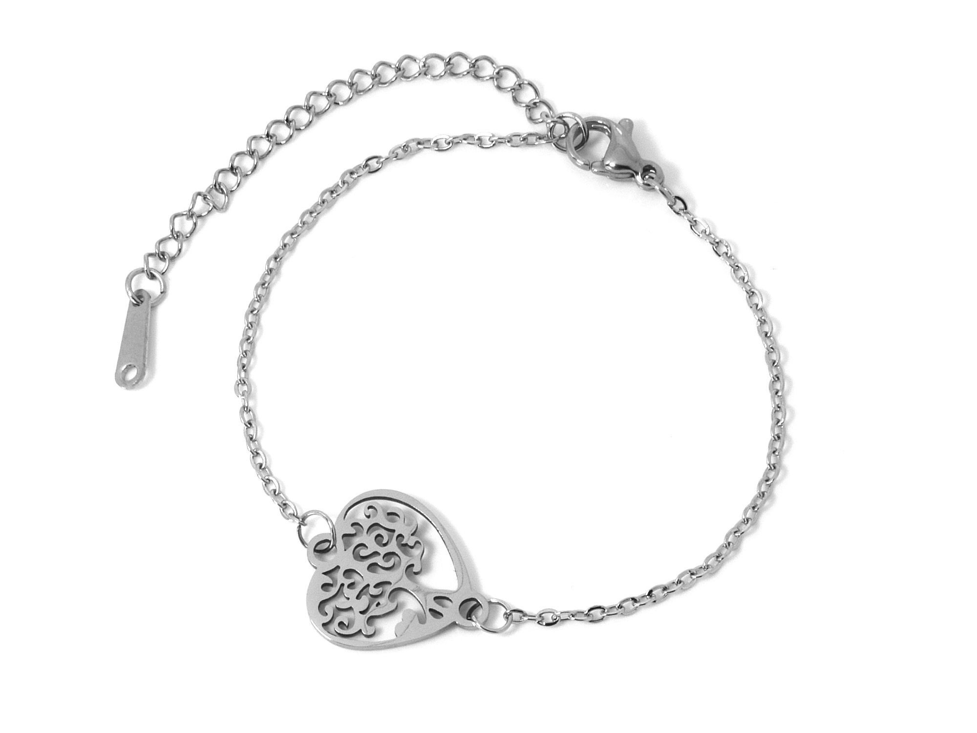 Livets Träd Hjärta Armband i Rostfritt Stål, Livsträdet Accessoar, Kärlek Smycke - 2