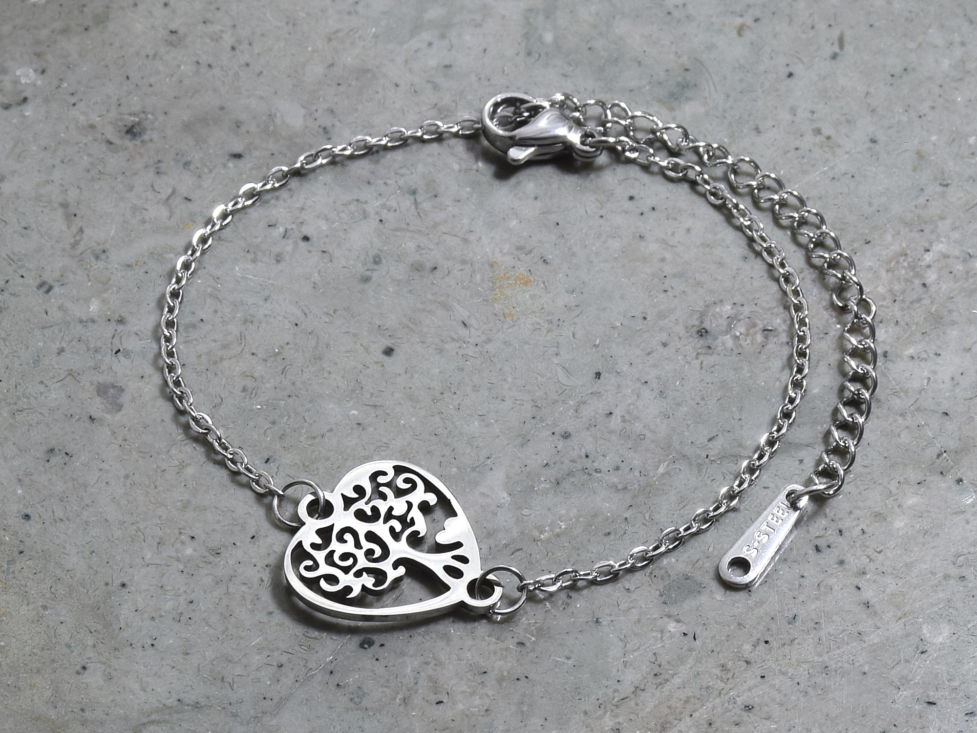 Livets Träd Hjärta Armband i Rostfritt Stål, Livsträdet Accessoar, Kärlek Smycke - 3