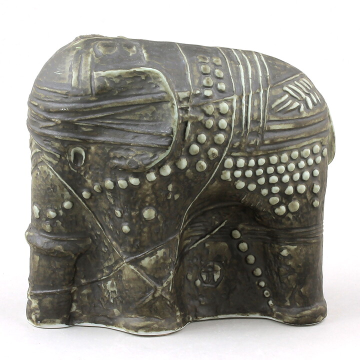 Bertil Vallien (Terra 1978) Gray Elephant with Relief Decor 13 cm