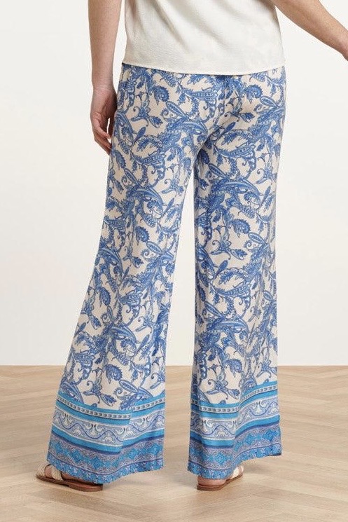 Smashed Lemon - Long Paisley Trousers Blue White - 4