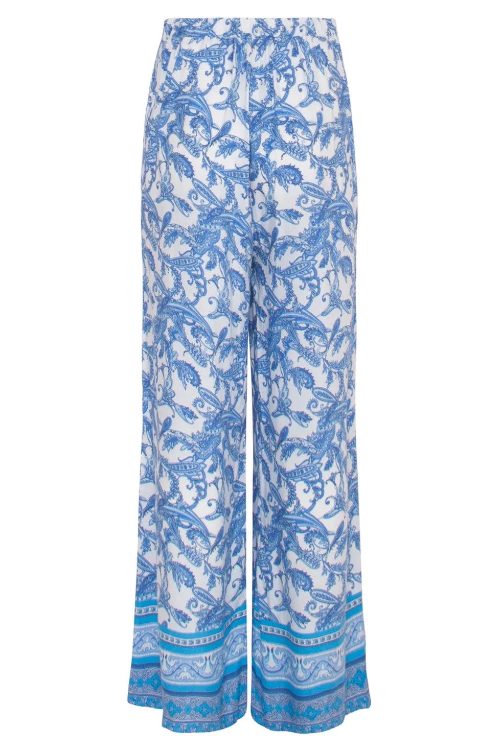 Smashed Lemon - Long Paisley Trousers Blue White - 7