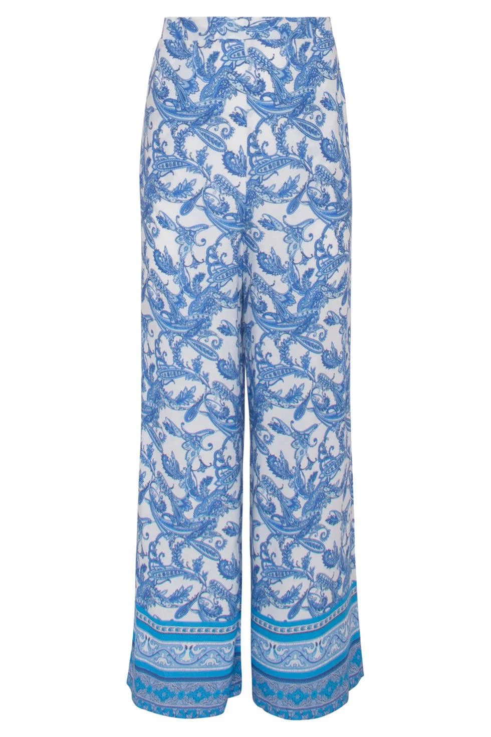 Smashed Lemon - Long Paisley Trousers Blue White - 6