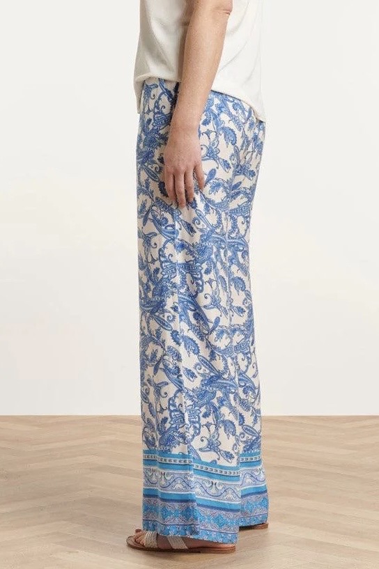 Smashed Lemon - Long Paisley Trousers Blue White - 3