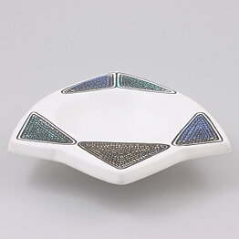 Hjördis Oldfors (Runa 1950s) White Bowl with Colorful Geometric Decor 19 cm