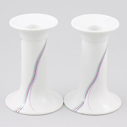 Bertil Vallien (Rainbow 1982) Two Candleholders with Colorful Threads Decor 13 cm