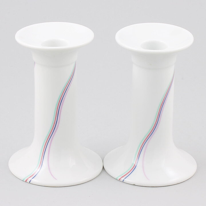 Bertil Vallien (Rainbow 1982) Two Candleholders with Colorful Threads Decor 13 cm