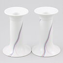 Bertil Vallien (Rainbow 1982) Two Candleholders with Colorful Threads Decor 13 cm