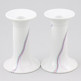 Bertil Vallien (Rainbow 1982) Two Candleholders with Colorful Threads Decor 13 cm