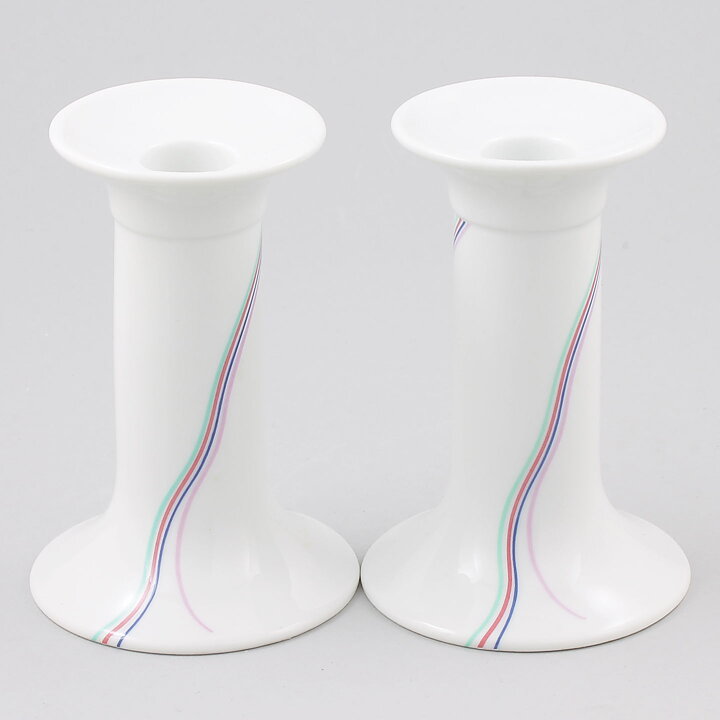 Bertil Vallien (Rainbow 1982) Two Candleholders with Colorful Threads Decor 13 cm