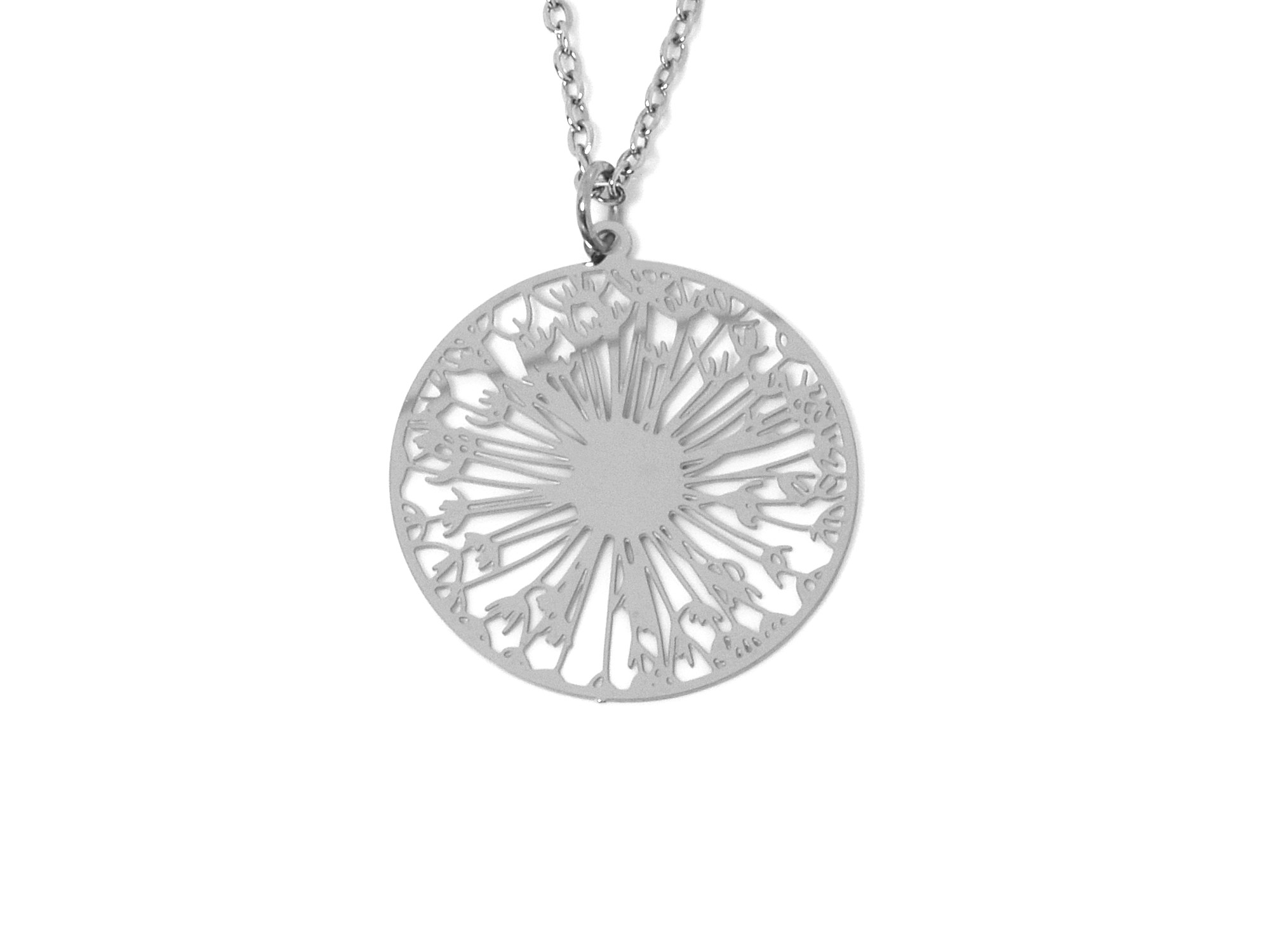 Maskros Halsband i Rostfritt Stål, Blomster Hänge, Blomma Smycke