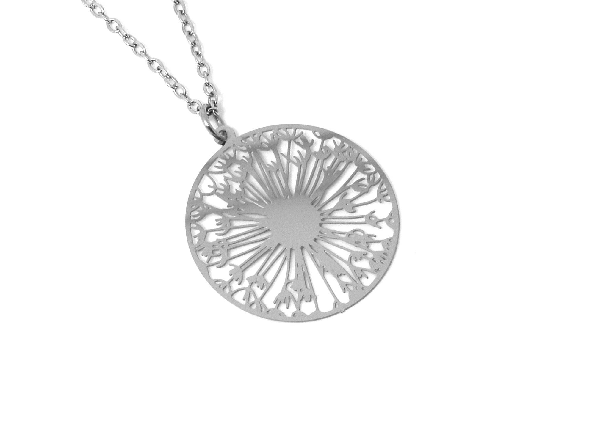 Maskros Halsband i Rostfritt Stål, Blomster Hänge, Blomma Smycke - 2