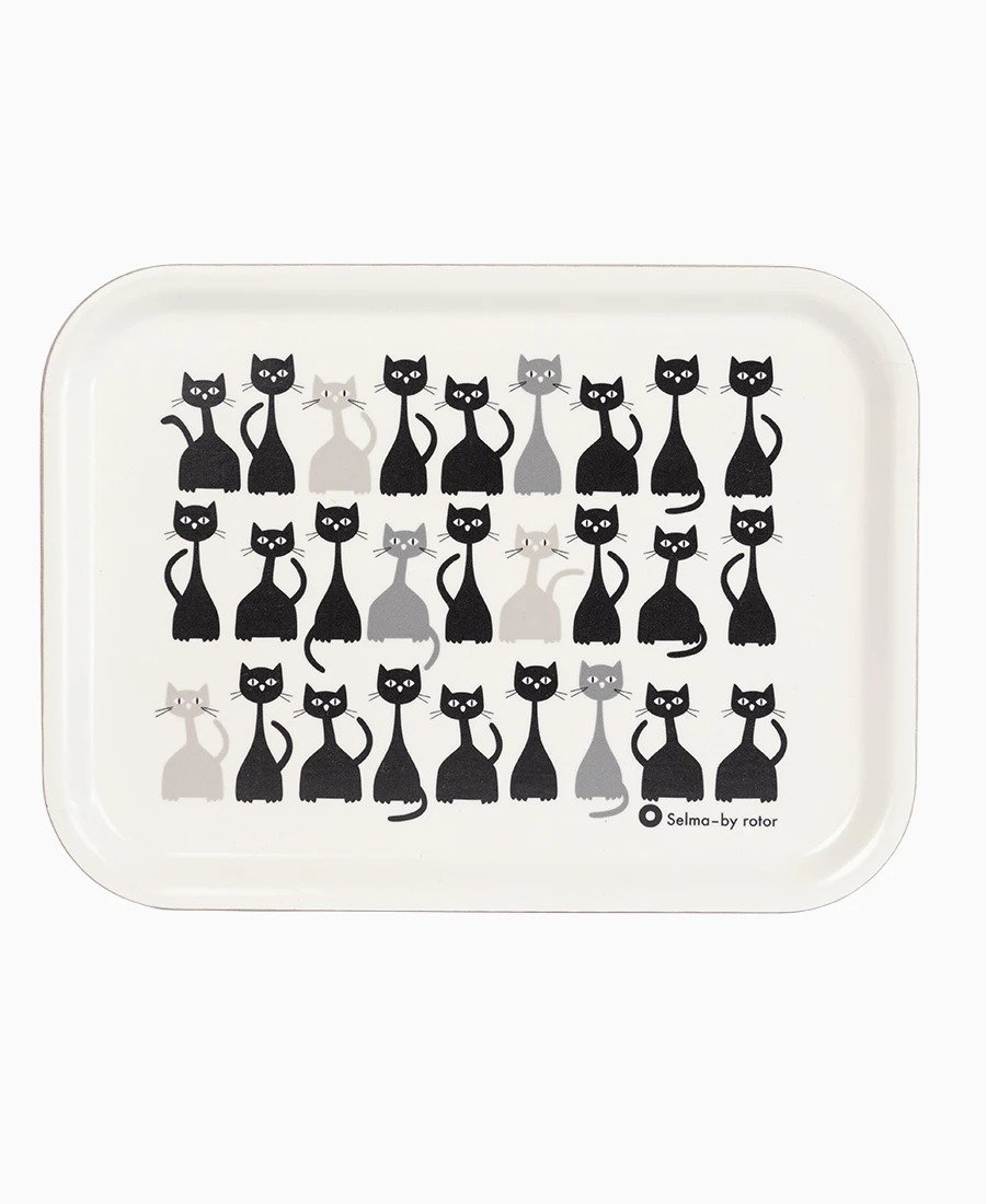 Serveringsbricka med katten Selma