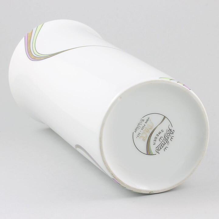 Bertil Vallien (Space 1983) White Cylinder Vase with Rainbow Decor 31 cm 