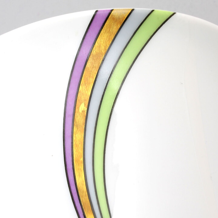 Bertil Vallien (Space 1983) White Cylinder Vase with Rainbow Decor 31 cm 