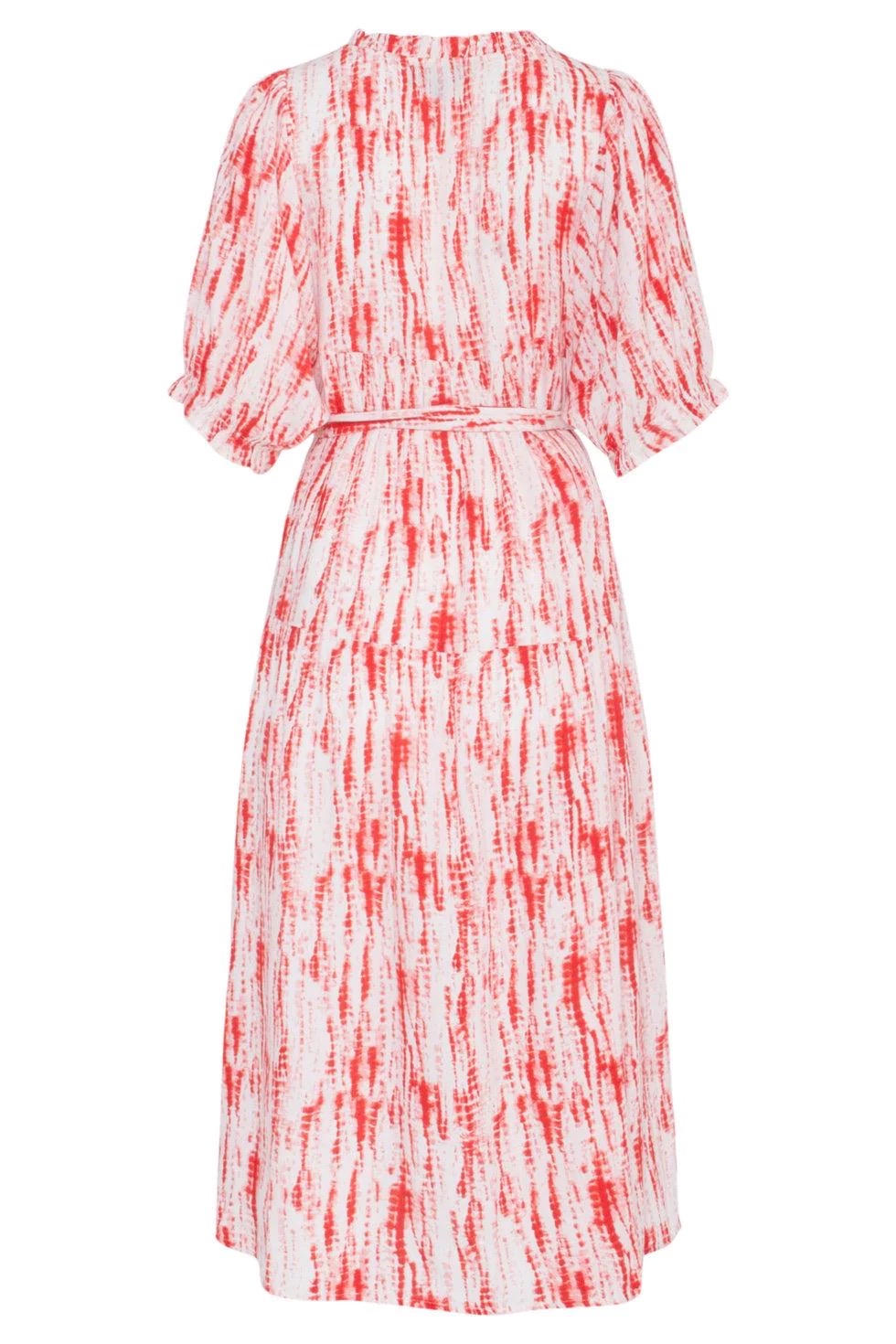 Smashed Lemon - Florette Coral Printed Belted Maxi Dress - 8