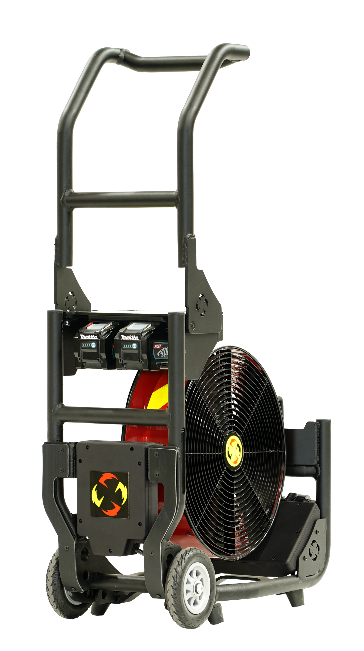 Batteridrevet Vifte, SuperVac  V16-BK-SP,-WH Driftet med 40V Makita batterier eller 230 VAC. En meget Støysvak vifte, ca. 74 db ved maks belastning, Maks driftstid ved full ytelse 45 min. Ytelse 15,120 cmh "AMCA 240 Certified" - 10