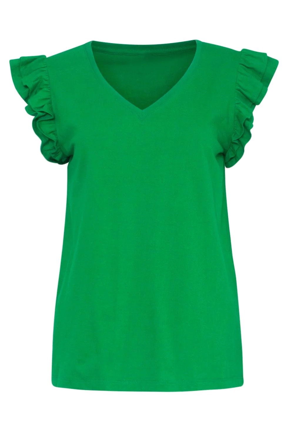 Smashed Lemon - Green Cotton T-shirt With Ruffels  - 6