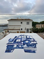 akvarell "Blue Mallorca" tavla orginal av Maria C Bernhardsson